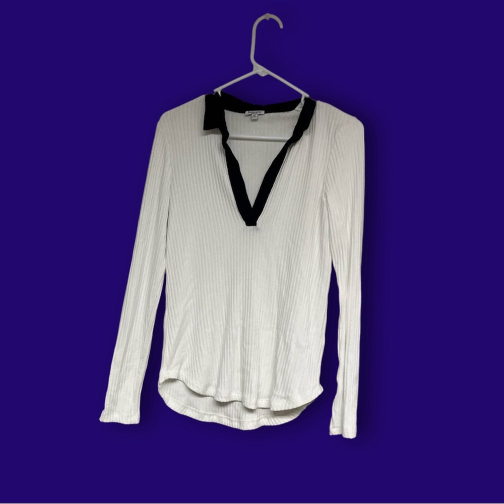 V neck ribbed Long Sleeve